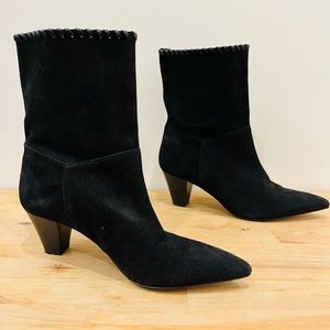 Suede Zara mid Calf Boot with Western stitch trim